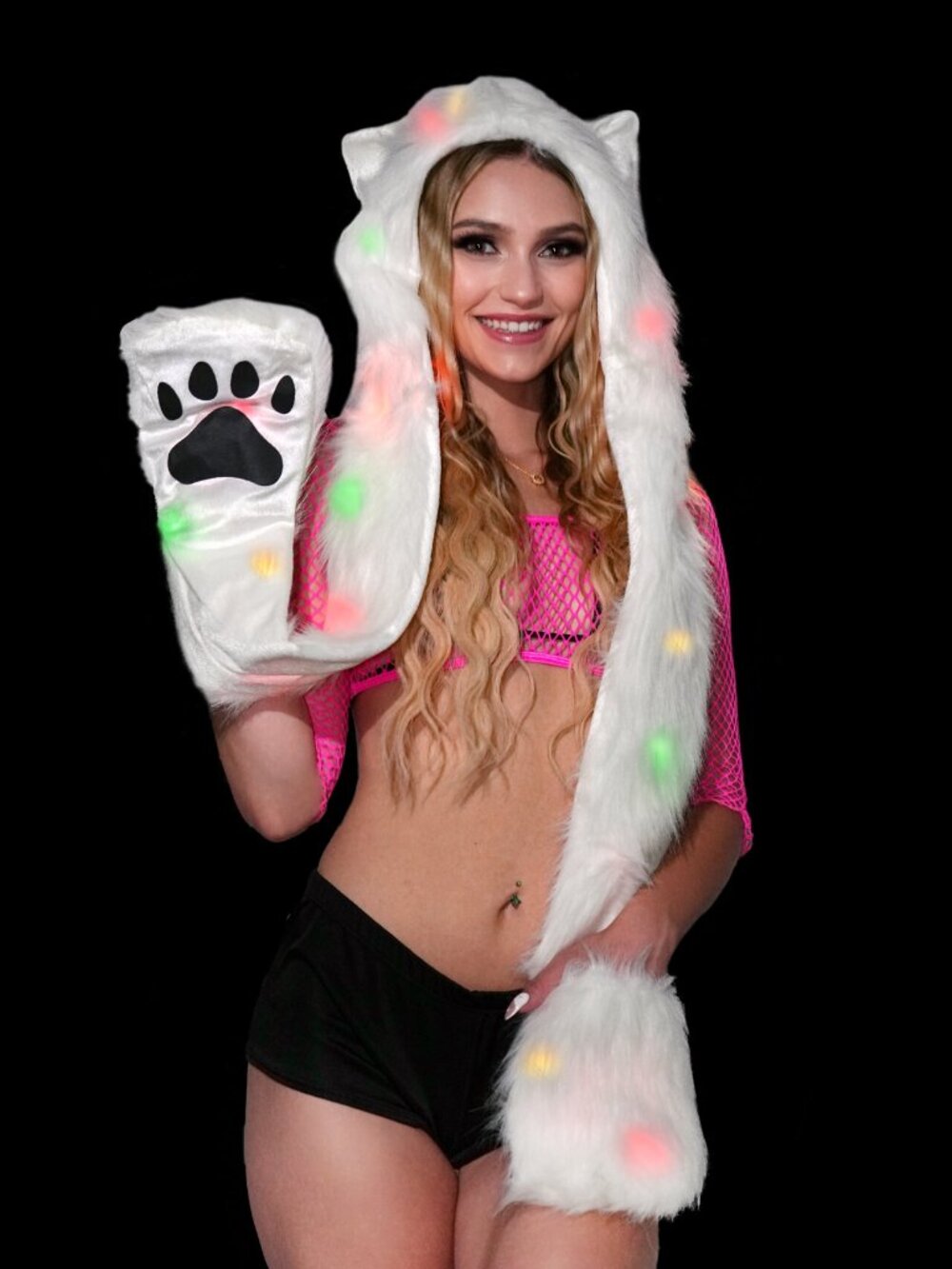 LED Faux Fur Bear Hoodie